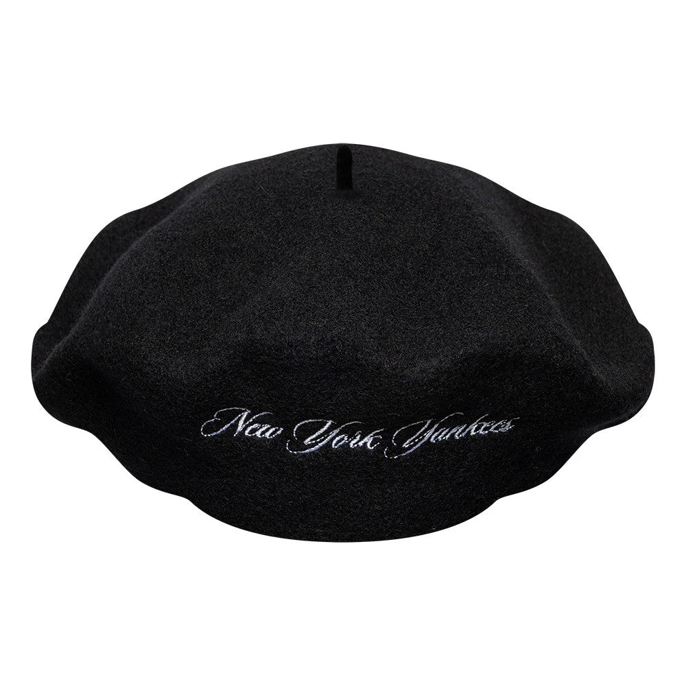 Pictured is this MLB Wool Script New York Yankees Beret in black. 4