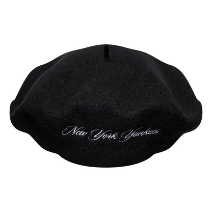 Pictured is this MLB Wool Script New York Yankees Beret in black. 4