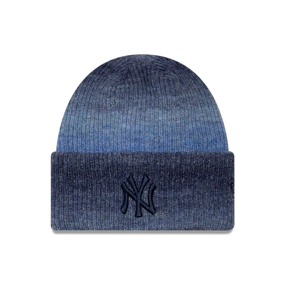 Pictured is this Womens MLB Ombre New York Yankees Cuff Knit Beanie hat in navy. 1