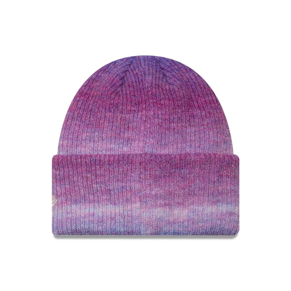 Pictured is this Womens MLB Ombre New York Yankees Cuff Knit Beanie hat in purple. 2
