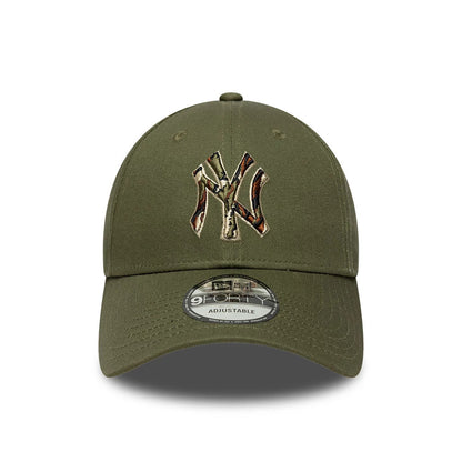 Pictured is this MLB Outline Camo New York Yankees 9FORTY cap in green. 2