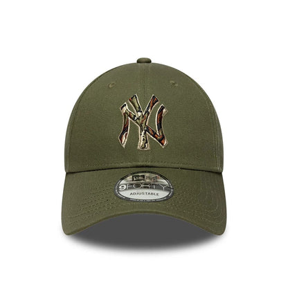 Pictured is this MLB Outline Camo New York Yankees 9FORTY cap in green. 2