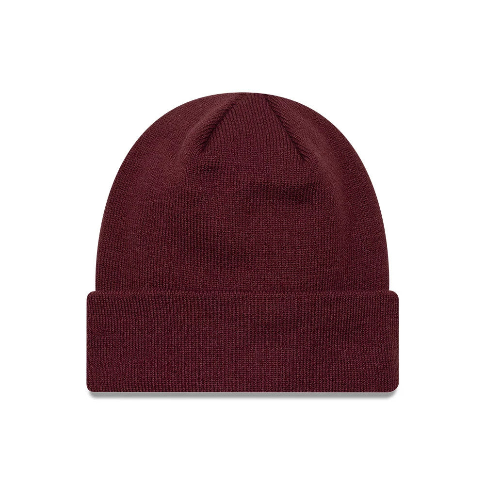 Pictured is this MLB League Essential New York Yankees Cuff Knit Beanie hat in dark red. 2