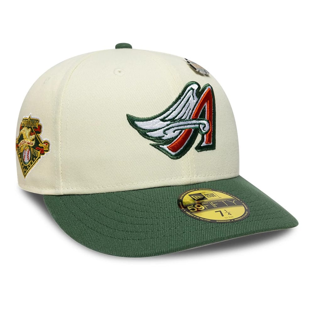 Pictured is this MLB Pin LA Angels 59FIFTY Fitted cap in dark green. 4