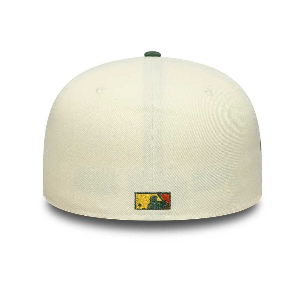 Pictured is this MLB Pin LA Angels 59FIFTY Fitted cap in cream & dark green. 5