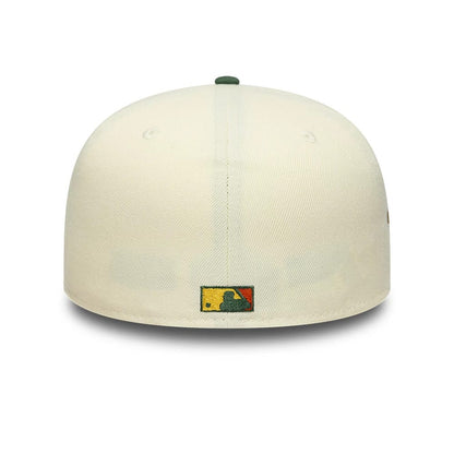 Pictured is this MLB Pin LA Angels 59FIFTY Fitted cap in cream & dark green. 5