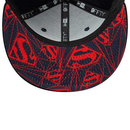 Pictured is this Youth DC Superman 9FIFTY Snapback cap in blue & black. 2