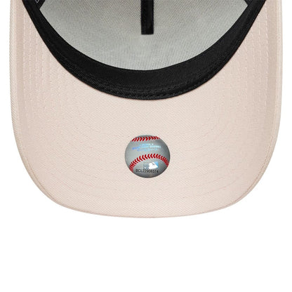 Pictured is this Youth MLB League Essential New York Yankees 9FORTY A-Frame Trucker cap in pastel pink. 5