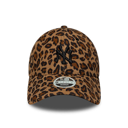 Pictured is this Womens MLB Leopard Cord New York Yankees 9FORTY cap in beige. 2