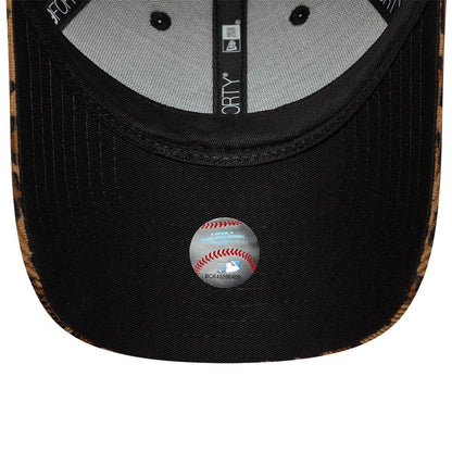 Pictured is this Womens MLB Leopard Cord New York Yankees 9FORTY cap in beige. 5