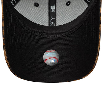Pictured is this Womens MLB Leopard Cord New York Yankees 9FORTY cap in beige. 5