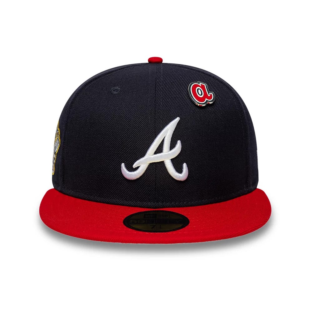 Pictured is this MLB Icon Atlanta Braves 59FIFTY Fitted cap in navy & red. 4