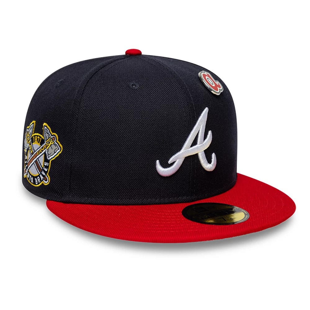 Pictured is this MLB Icon Atlanta Braves 59FIFTY Fitted cap in navy. 1