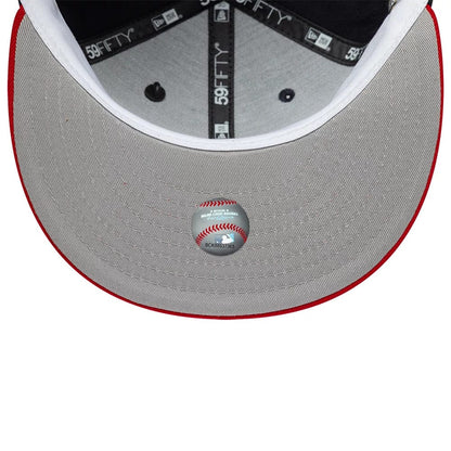 Pictured is this MLB Icon Atlanta Braves 59FIFTY Fitted cap in navy & red. 2