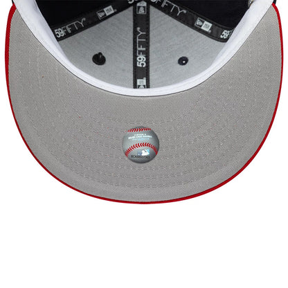Pictured is this MLB Icon Atlanta Braves 59FIFTY Fitted cap in navy & red. 2