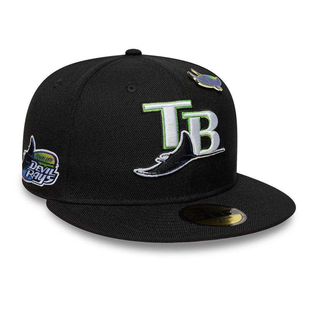 Pictured is this MLB Icon Tampa Bay Rays 59FIFTY Fitted cap in black. 1