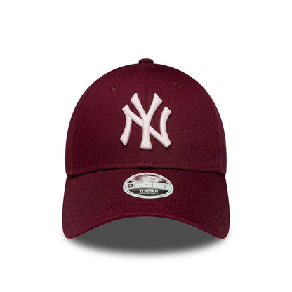 Pictured is this Womens MLB Metallic New York Yankees 9FORTY cap in dark red. 2