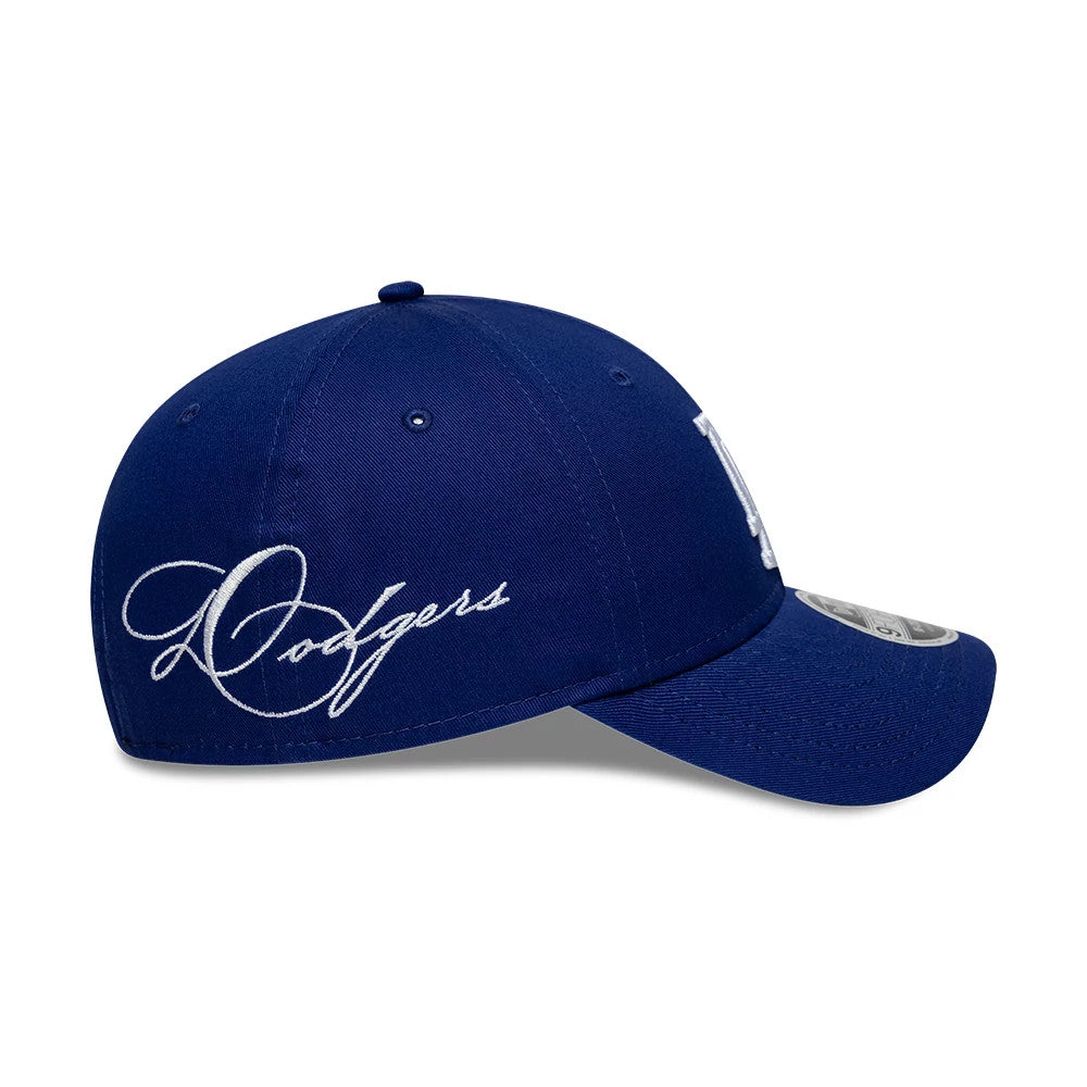 Pictured is this MLB Side Script LA Dodgers 9FORTY M-Crown cap in dark blue. 3