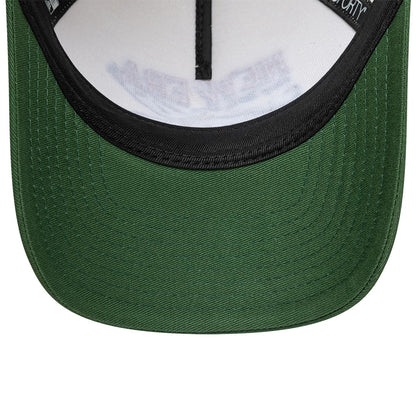 Pictured is this New Era Graphic 9FORTY M-Crown A-Frame Trucker cap in cream. 5