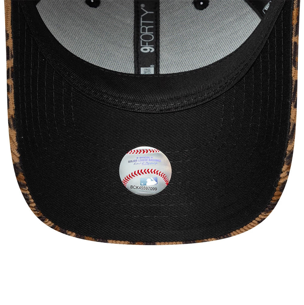 Pictured is this Youth MLB Leopard Cord New York Yankees 9FORTY cap in brown. 5