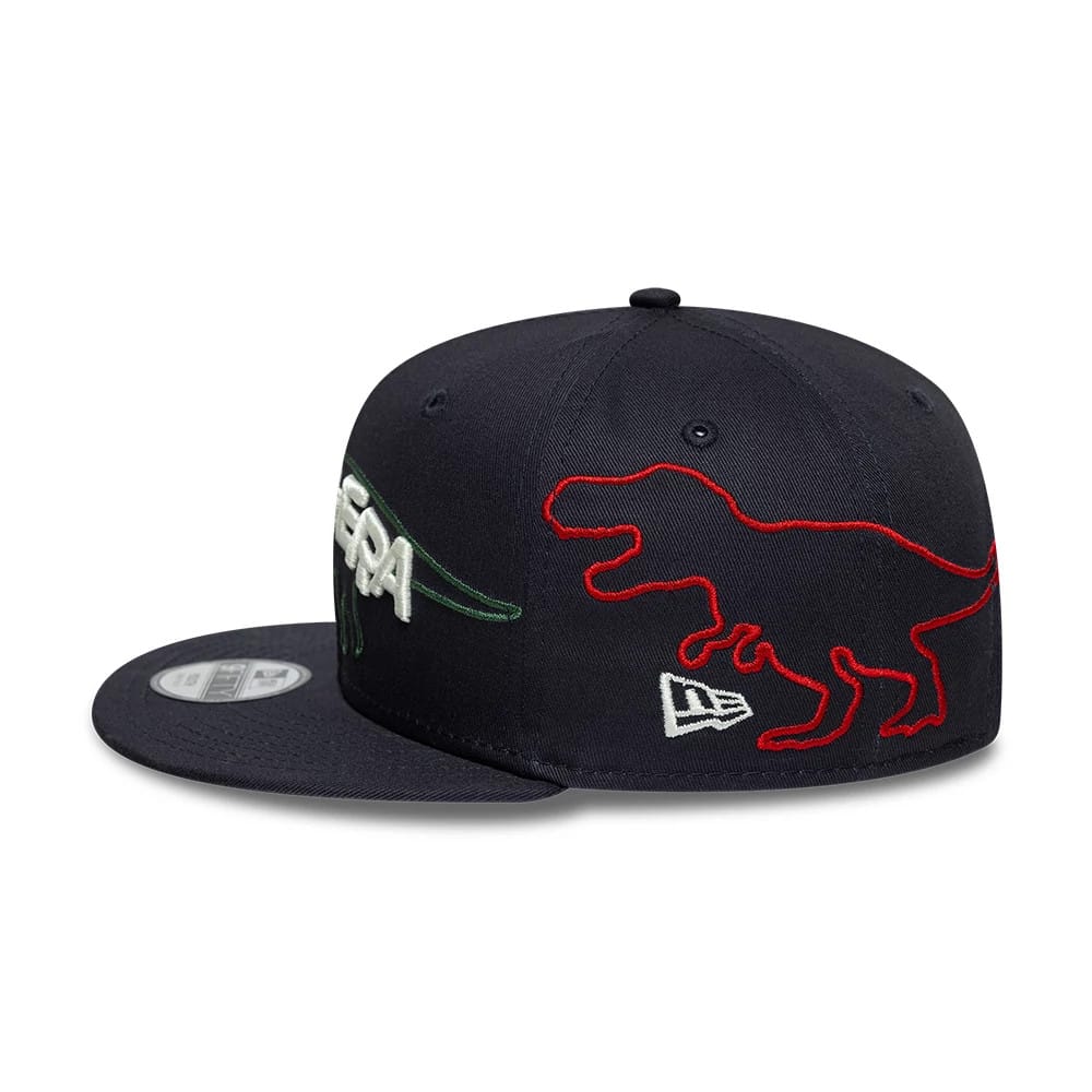 Pictured is this Youth MLB Dino 9FIFTY Snapback cap in navy. 5