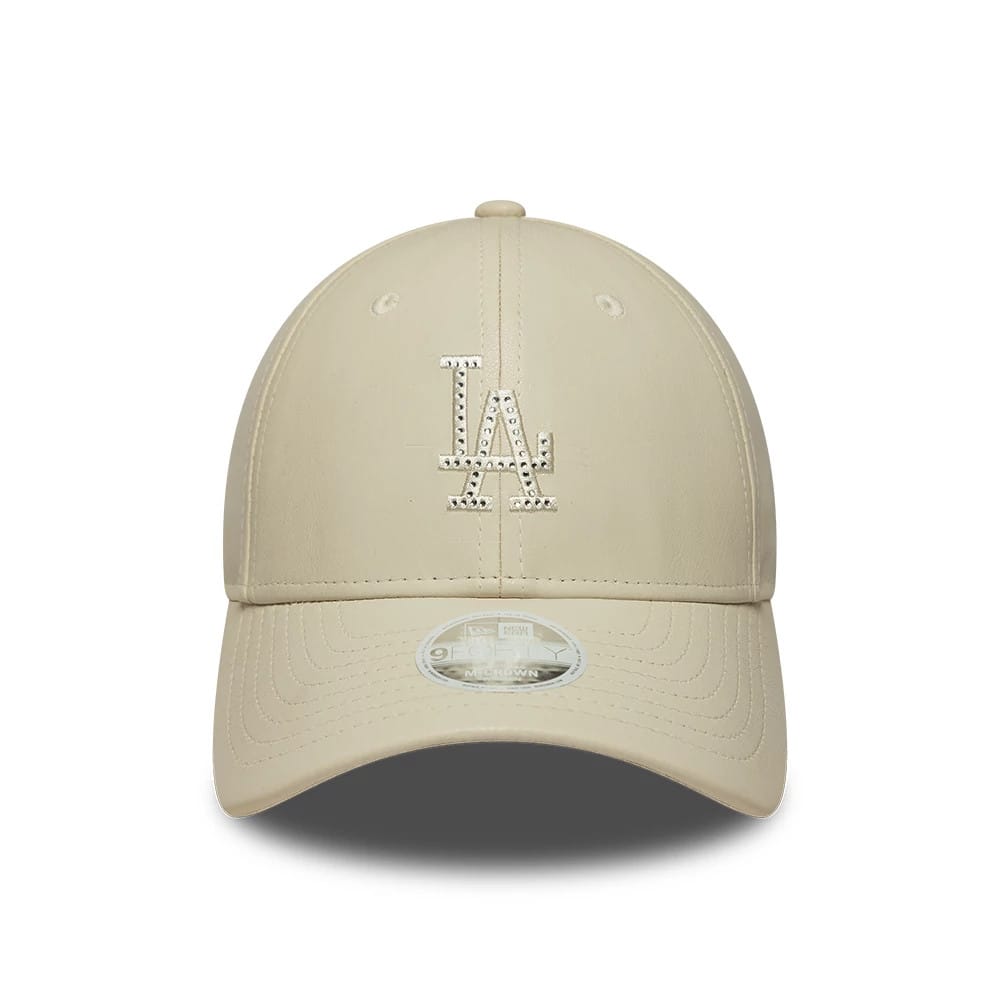 Pictured is this Womens MLB Diamante PU LA Dodgers 9FORTY M-Crown cap in cream. 2