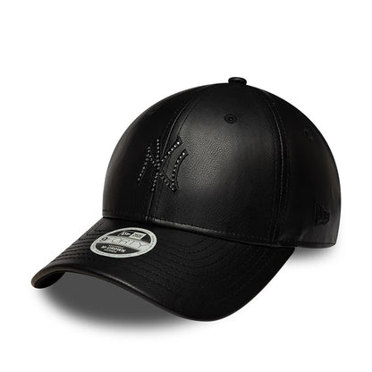 Pictured is this Womens MLB Diamante PU New York Yankees 9FORTY M-Crown cap in black. 1