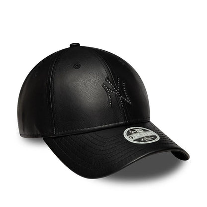 Pictured is this Womens MLB Diamante PU New York Yankees 9FORTY M-Crown cap in black. 3