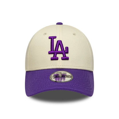 Pictured is this Youth MLB League Essential LA Dodgers 9FORTY cap in cream & purple. 2