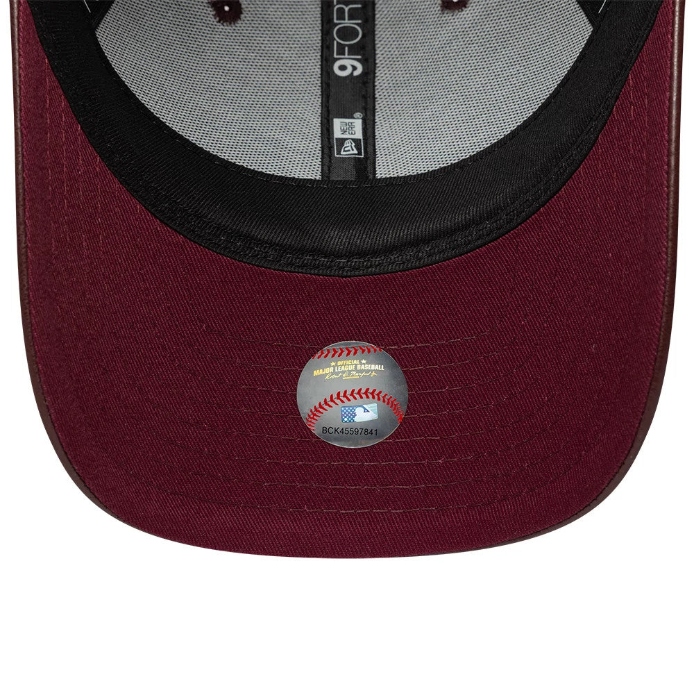 Pictured is this Womens MLB Diamante PU New York Yankees 9FORTY M-Crown cap in dark red. 5