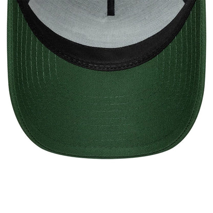 Pictured is this Youth New Era Outdoor 9FORTY A-Frame Trucker cap in dark green. 5