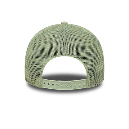 Pictured is this Youth New Era Outdoor 9FORTY A-Frame Trucker cap in pastel green. 4
