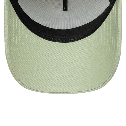 Pictured is this Youth New Era Outdoor 9FORTY A-Frame Trucker cap in pastel green. 5