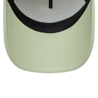 Pictured is this Youth New Era Outdoor 9FORTY A-Frame Trucker cap in pastel green. 5