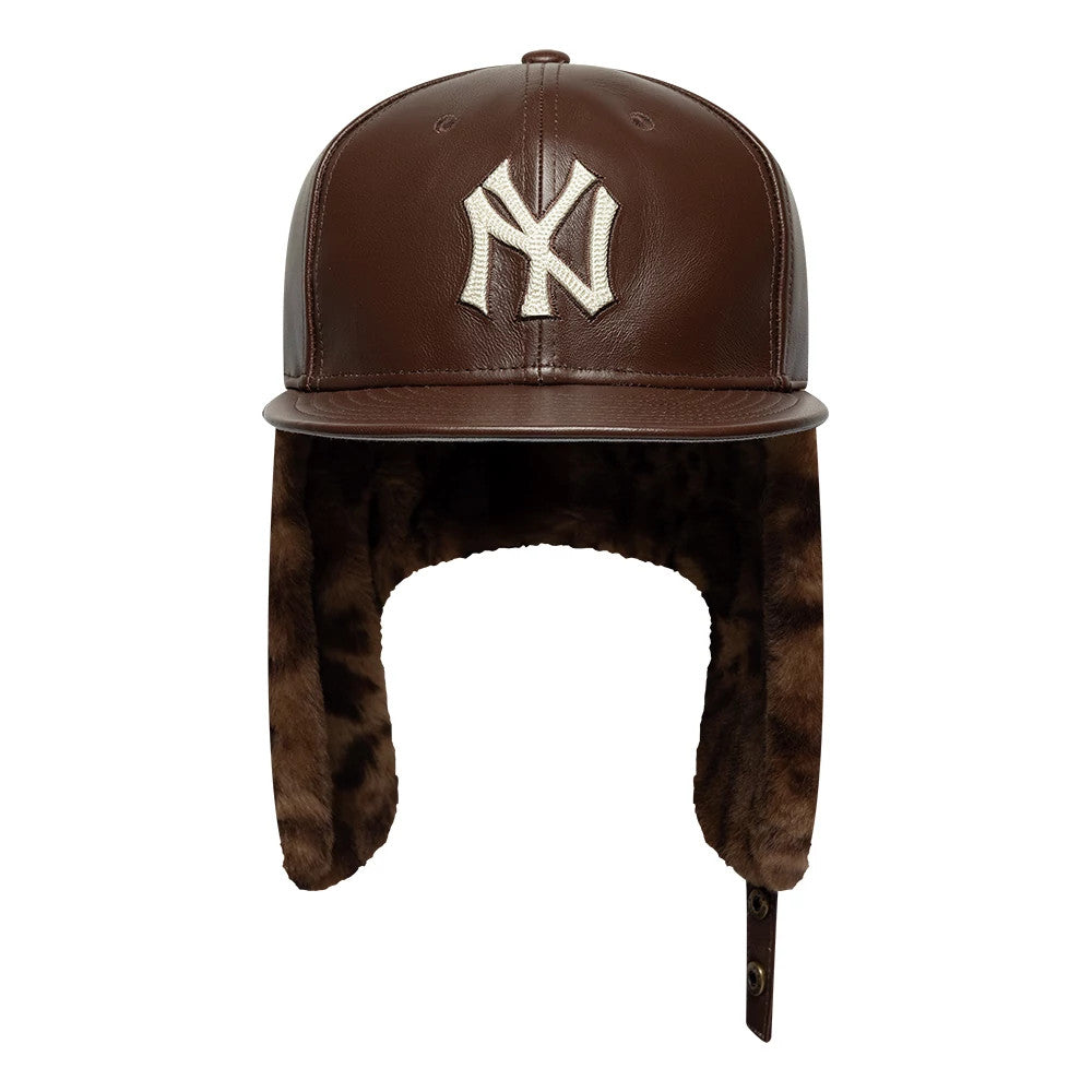 MLB Leather New York Yankees Brown Dogear 59FIFTY Fitted Cap | NEC EU
