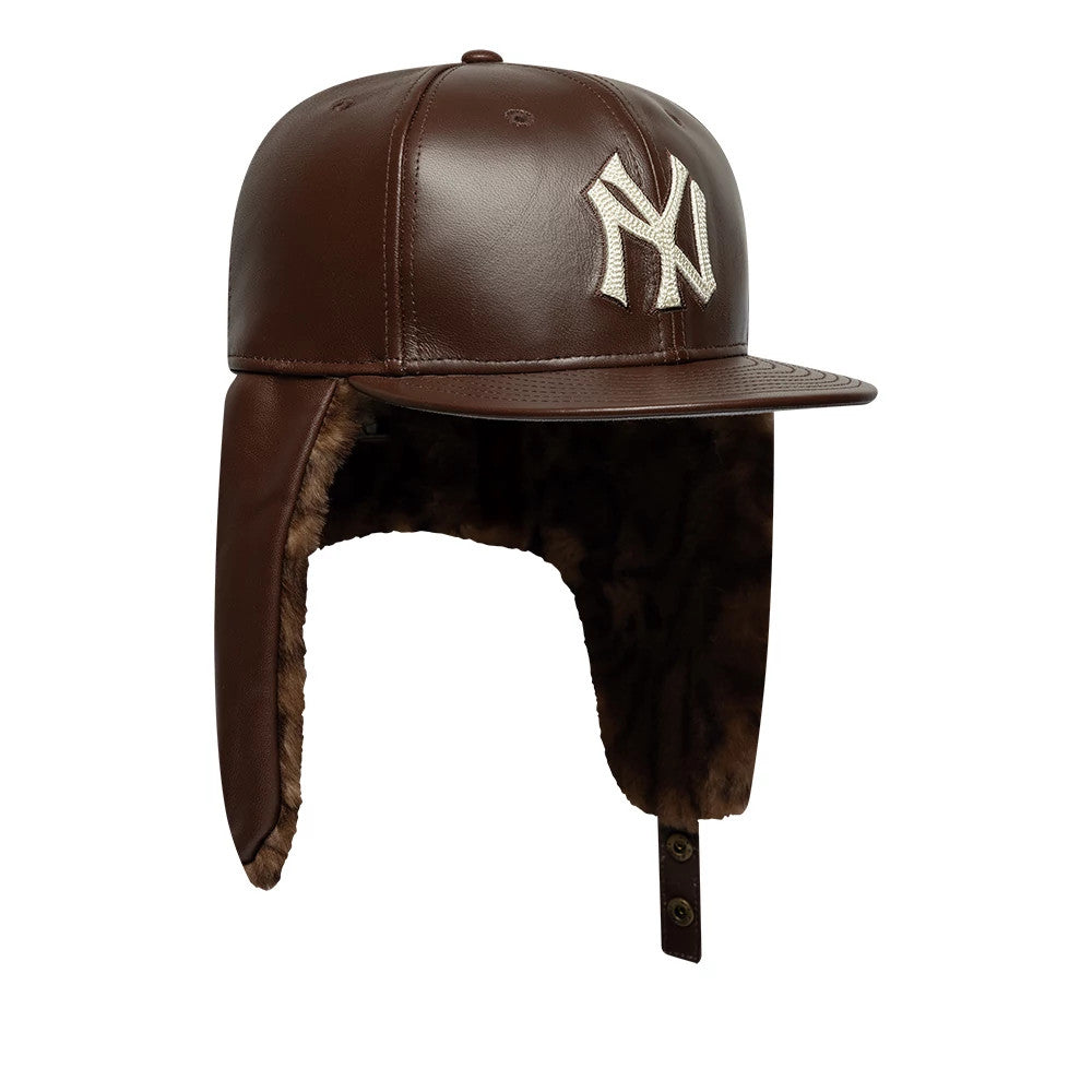 MLB Leather New York Yankees Brown Dogear 59FIFTY Fitted Cap | NEC EU