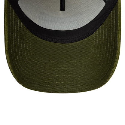 Pictured is this New Era Patch Cord 9FORTY A-Frame Trucker cap in cream. 5
