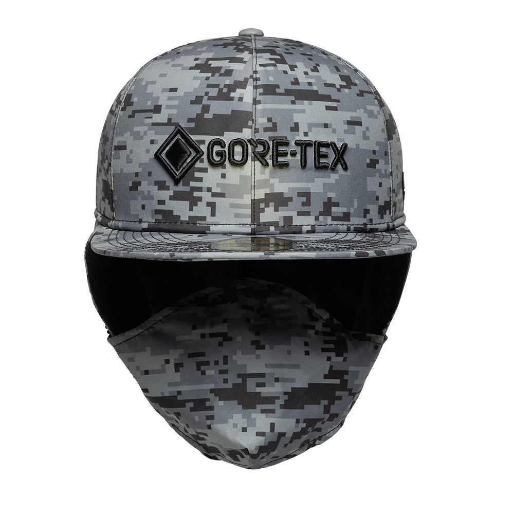 Pictured is this New Era X Gore-Tex Dogear 59FIFTY Fitted cap in grey camo. 4