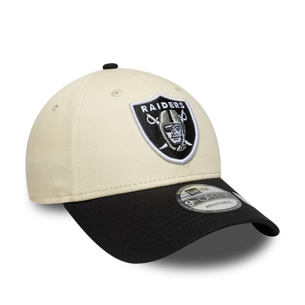 Pictured is this NFL Colourblock Las Vegas Raiders 9FORTY cap in cream. 3