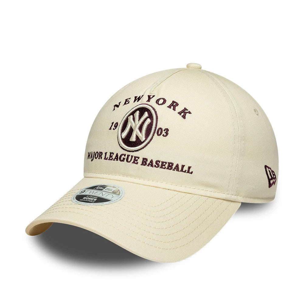 Pictured is this Womens MLB New York Yankees 9TWENTY A-Frame cap in cream. 1