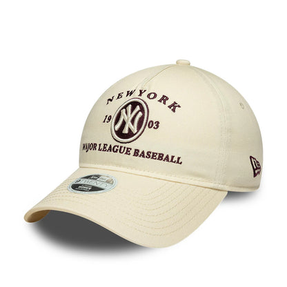 Pictured is this Womens MLB New York Yankees 9TWENTY A-Frame cap in cream. 1