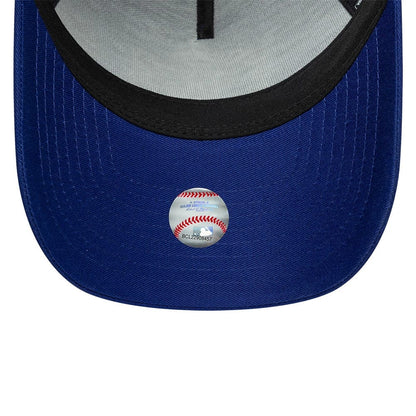 Pictured is this MLB Script LA Dodgers 9FORTY A-Frame Trucker cap in dark blue. 5