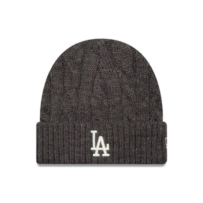 Pictured is this MLB Short LA Dodgers Skull Knit Beanie hat in charcoal. 1