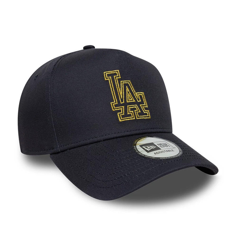 Pictured is this MLB Metallic Outline LA Dodgers 9FORTY A-Frame cap in navy. 3