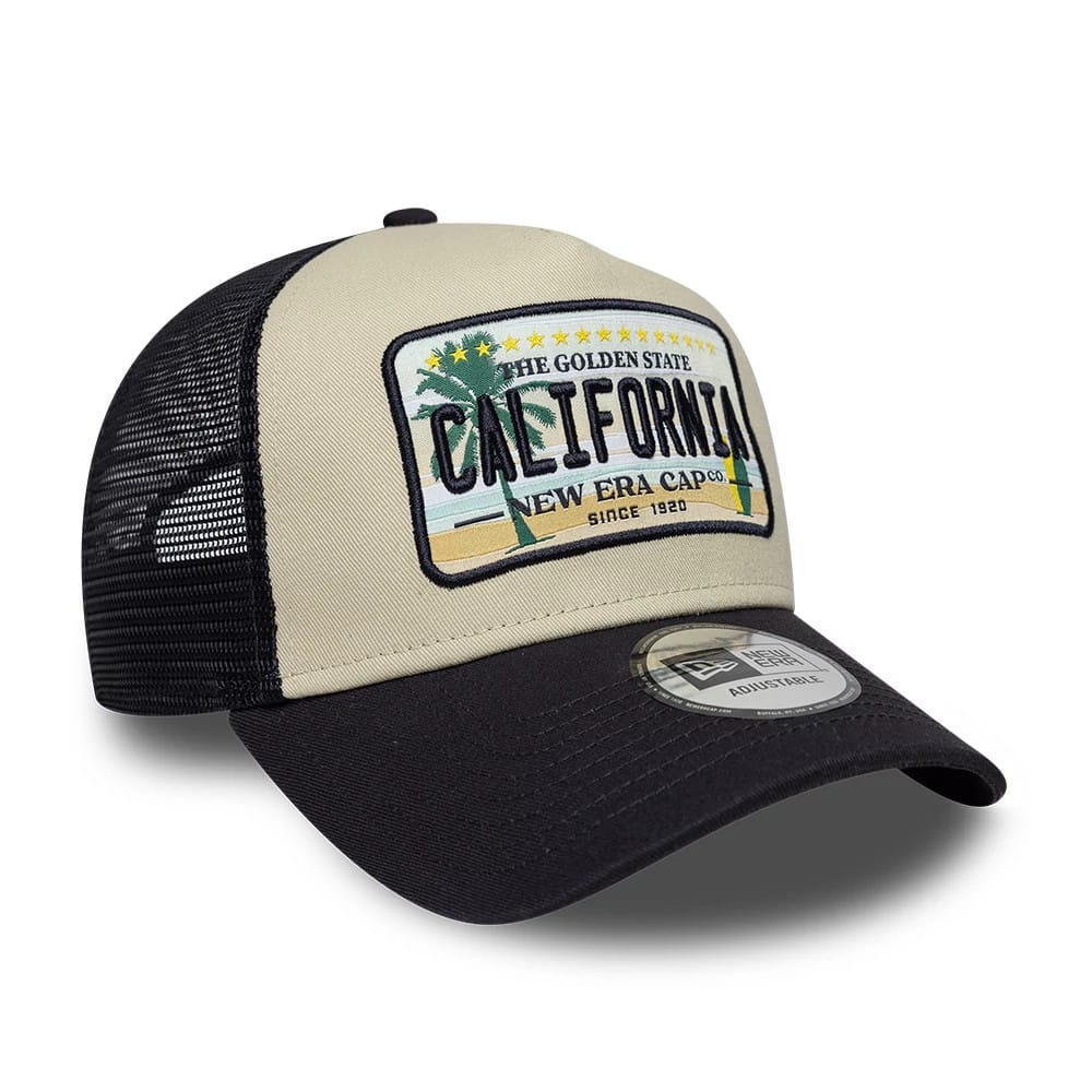 Pictured is this New Era Licence Plate 9FORTY A-Frame Trucker cap in navy. 3