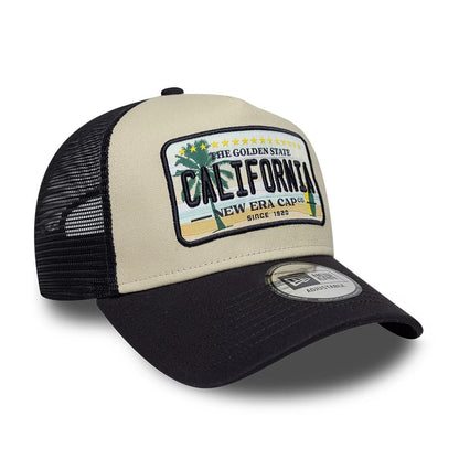 Pictured is this New Era Licence Plate 9FORTY A-Frame Trucker cap in navy. 3