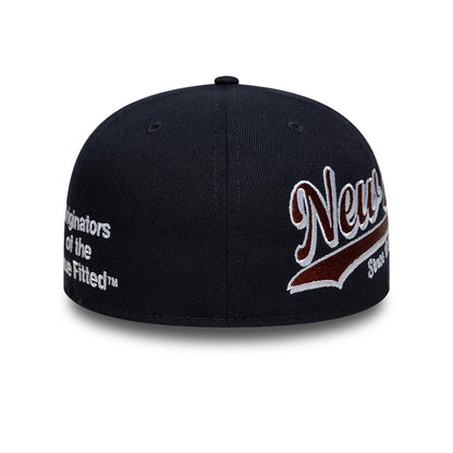 Pictured is this New Era Heritage Script 59FIFTY Fitted cap in navy. 5