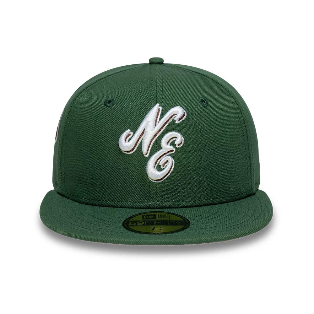New Era Heritage Script Dark Green 59FIFTY Fitted Cap | NEC EU