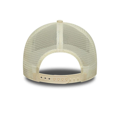 Pictured is this MLB Outline New York Yankees 9FORTY E-Frame Trucker cap in cream. 4