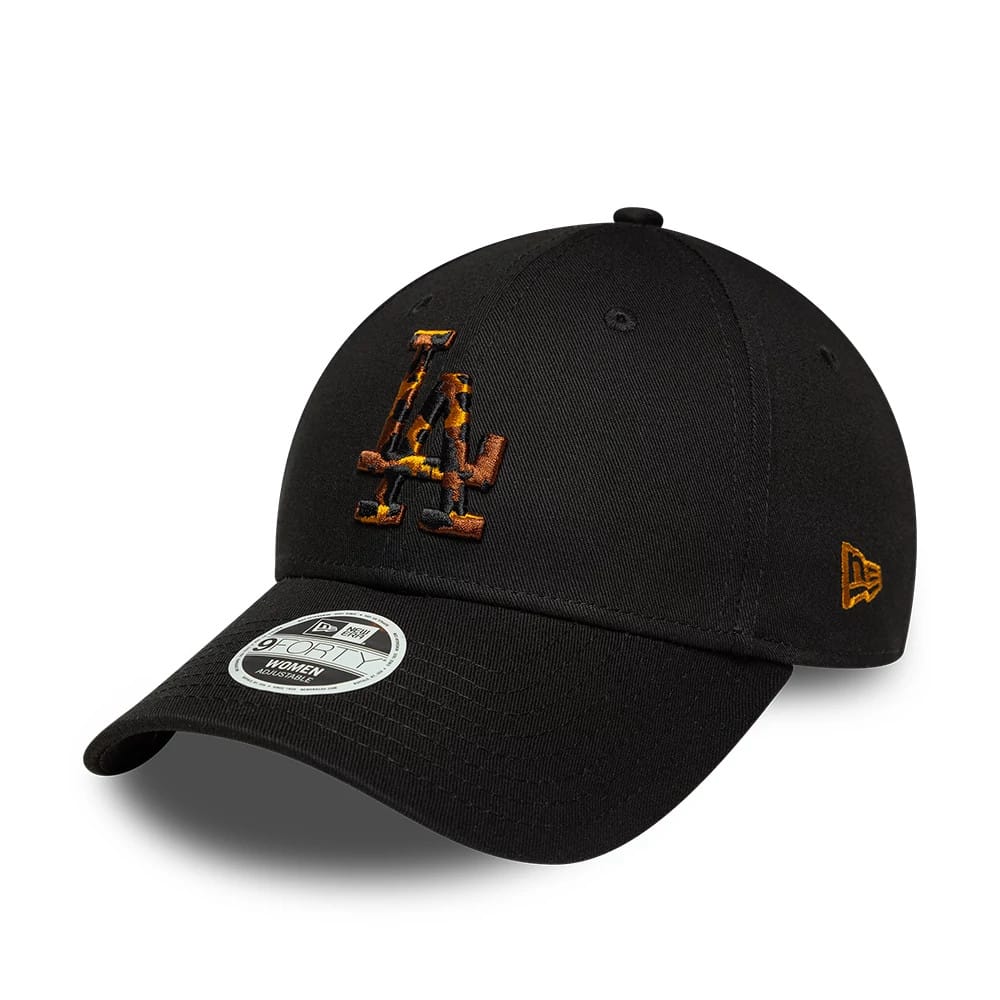 Pictured is this Womens MLB Tortoise Infill LA Dodgers 9FORTY cap in black. 1